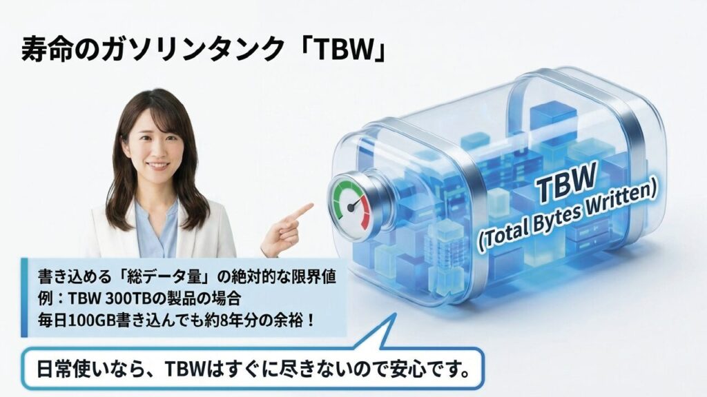 TBW（総書き込み容量）の目安と計算
