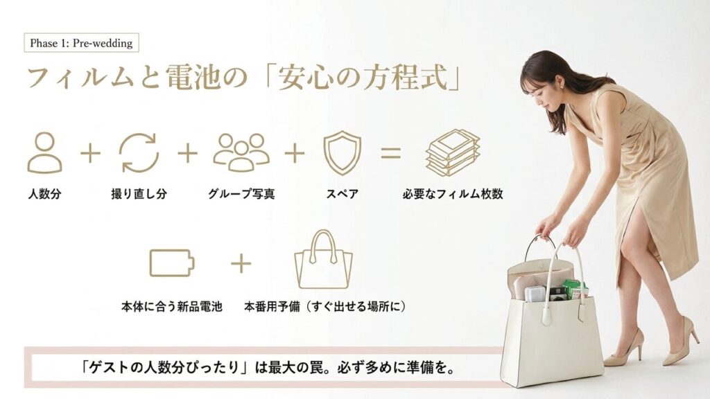 必要なフィルム枚数と電池の安心の方程式