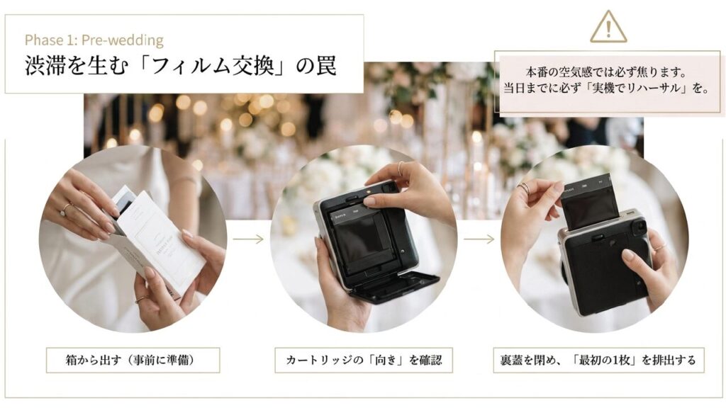 チェキのフィルム交換手順とリハーサルの重要性