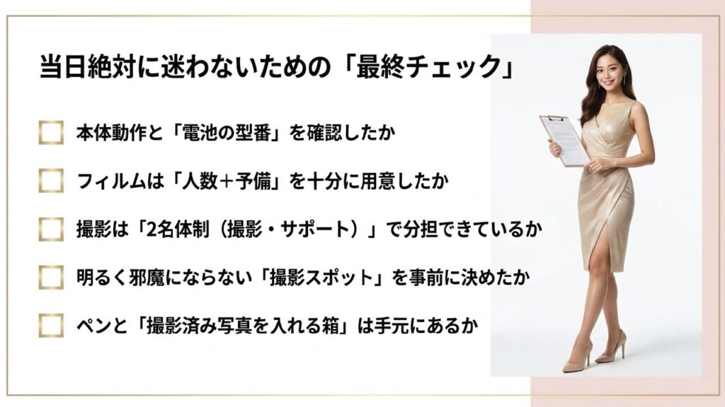 結婚式当日のチェキ運用最終チェックリスト