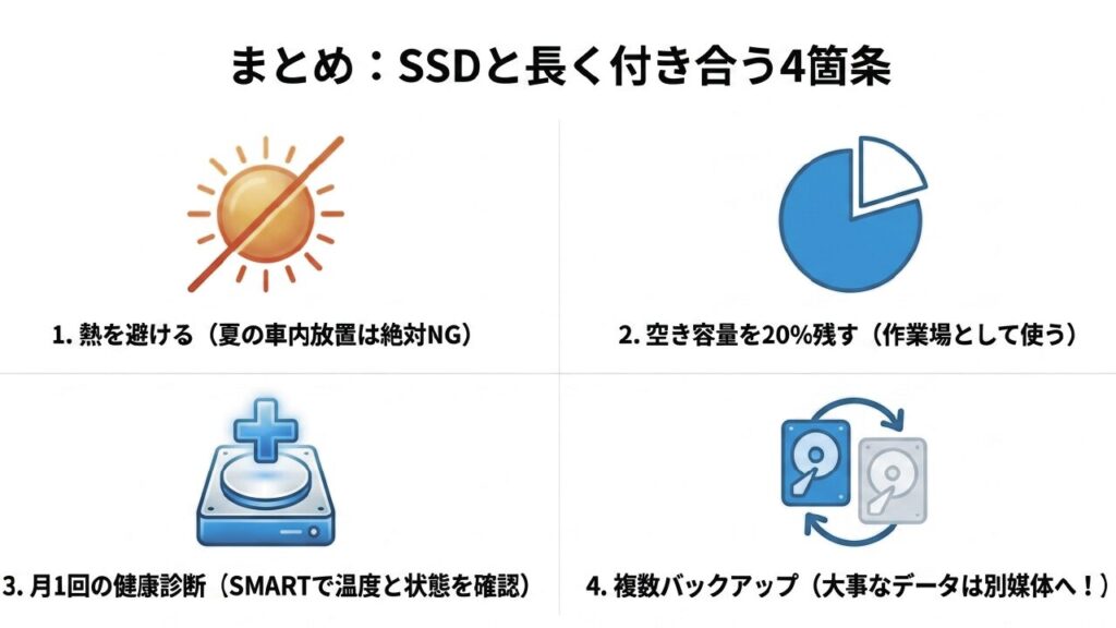 熱、空き容量、SMART、バックアップの4箇条