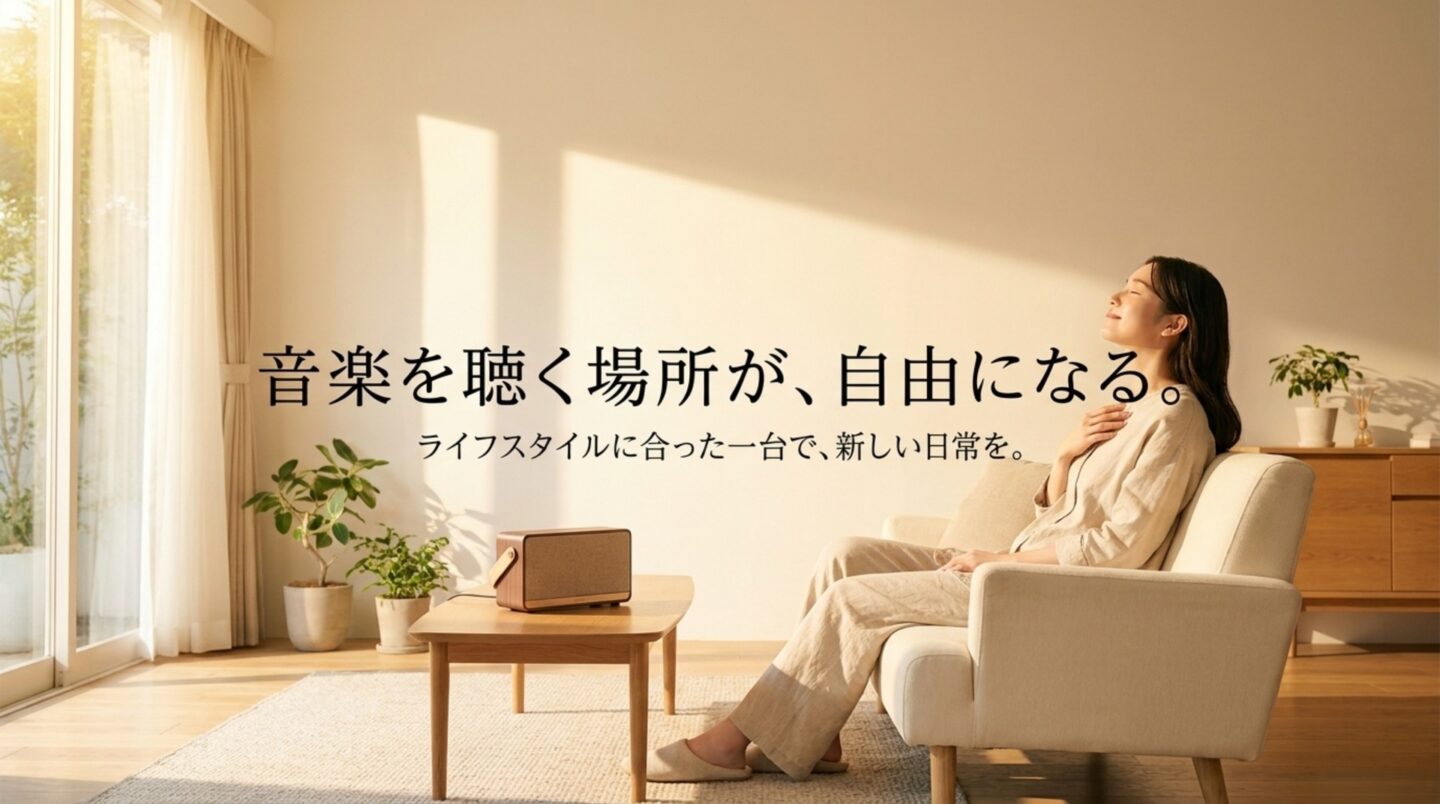 Bluetoothスピーカーを生活に取り入れて好きな場所で音楽を楽しむイメージ