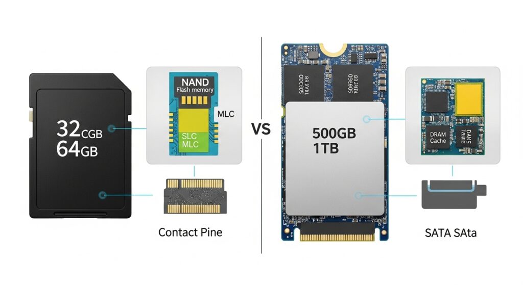 SDカードとSSDの違いを徹底比較！速度・寿命・用途の決定的な差とは？