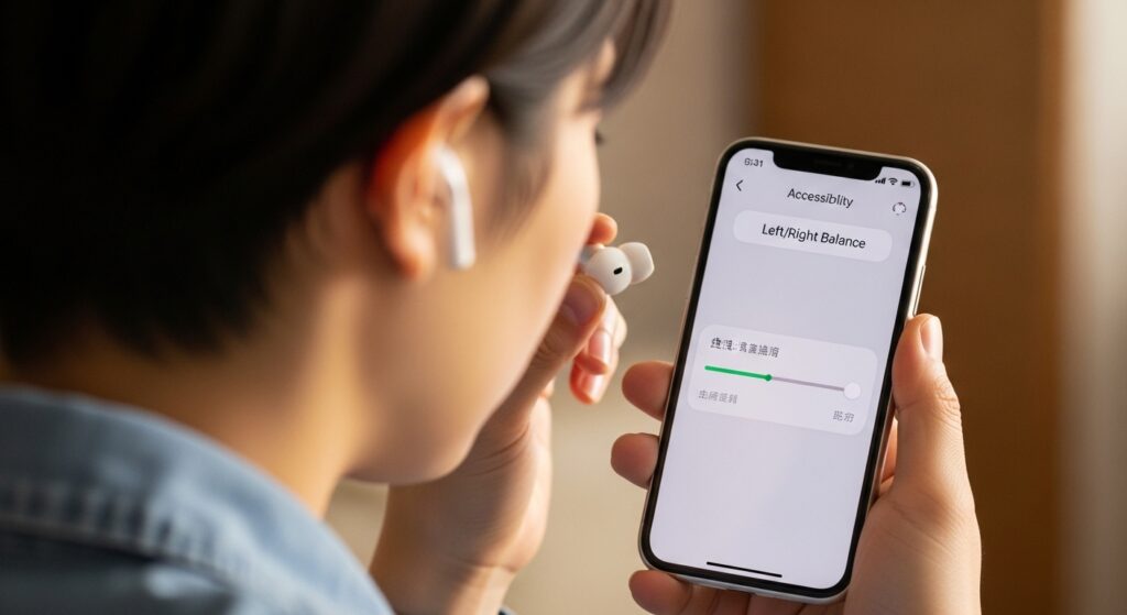 iPhoneの左右バランス設定