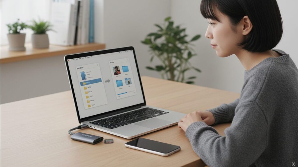 パソコン経由でSDカードをiPhoneに移す