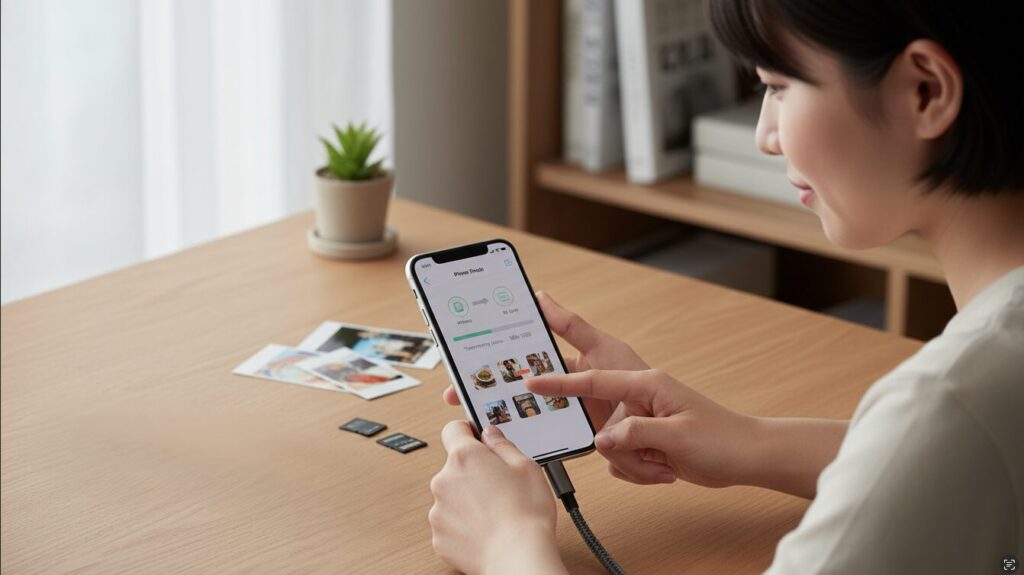 iCloudでSDカード写真をiPhoneに移す