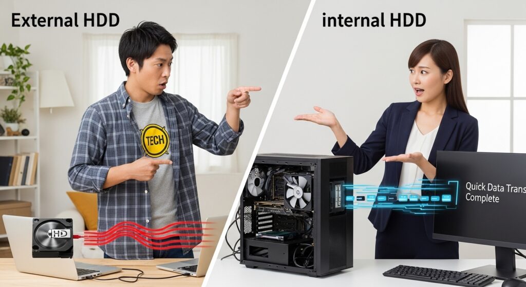 外付けHDDと内蔵HDDの速度差は？