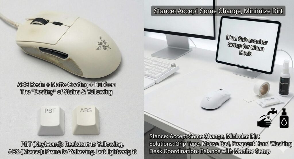 白色ゲーミングマウス汚れ