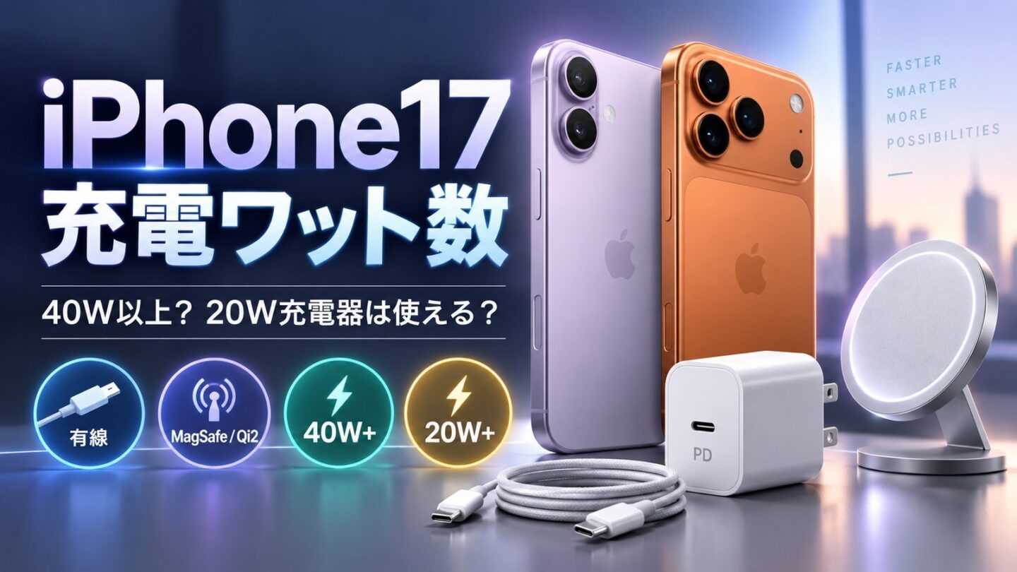 iPhone17の急速充電は何W？40W必要？20W充電器・MagSafeも解説