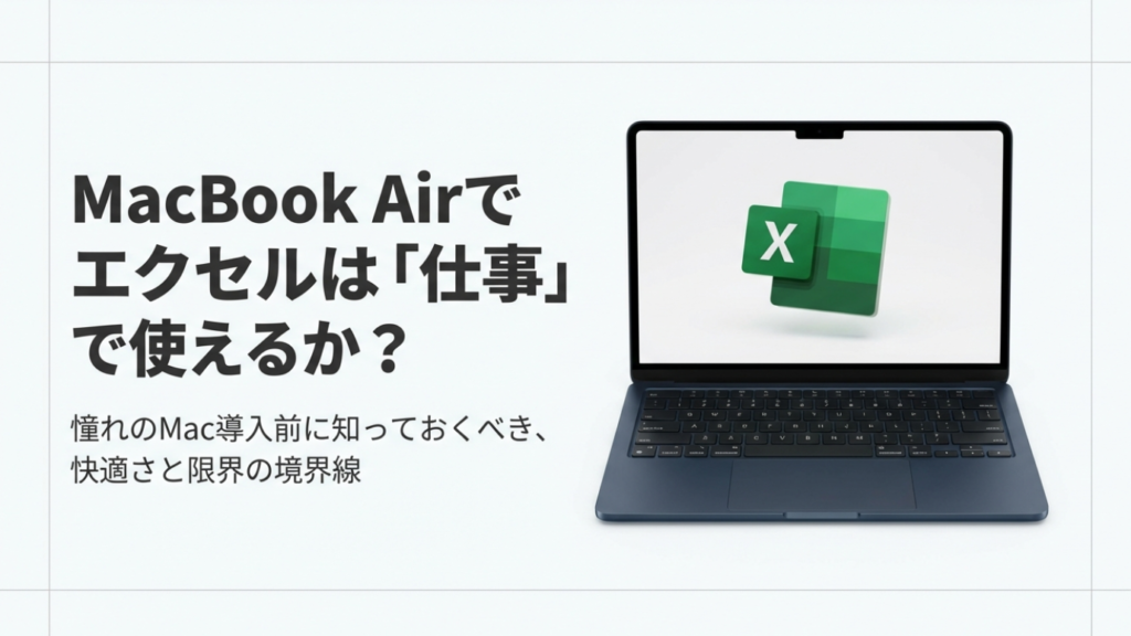 M3 MacBook AirとExcelのロゴ、仕事での互換性と快適さの検証