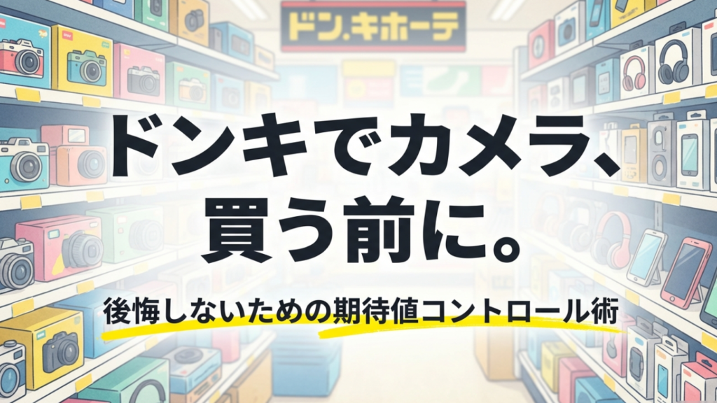 ドンキホーテでコンデジを買う前に後悔しないための期待値コントロール術をまとめたスライド表紙