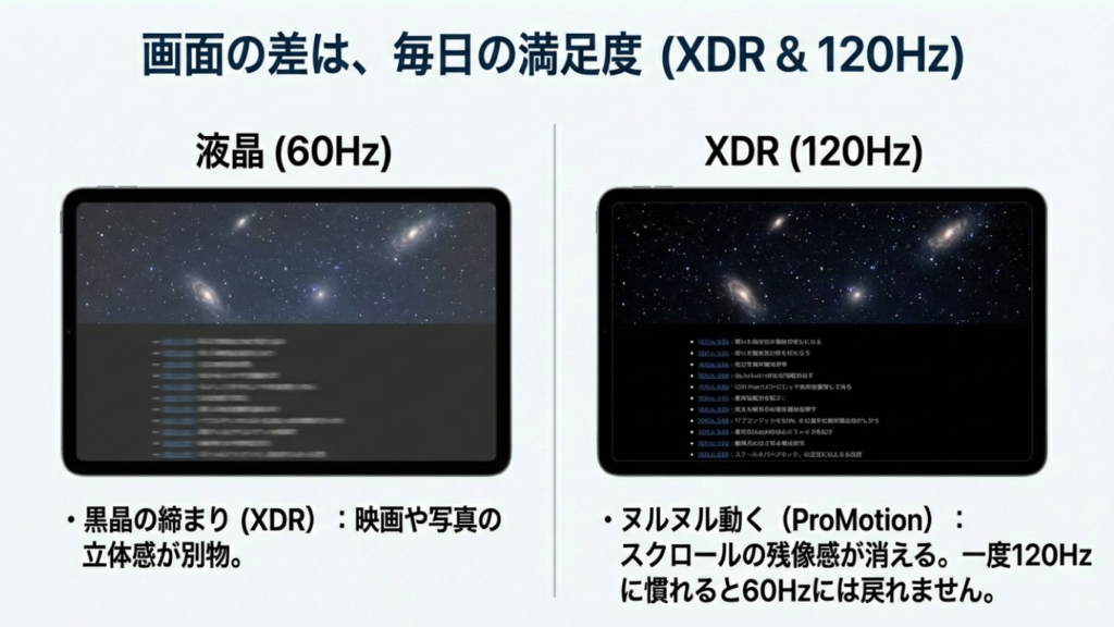 MacBook Proに搭載されるXDRディスプレイの黒の表現力と120Hzのリフレッシュレートのメリット