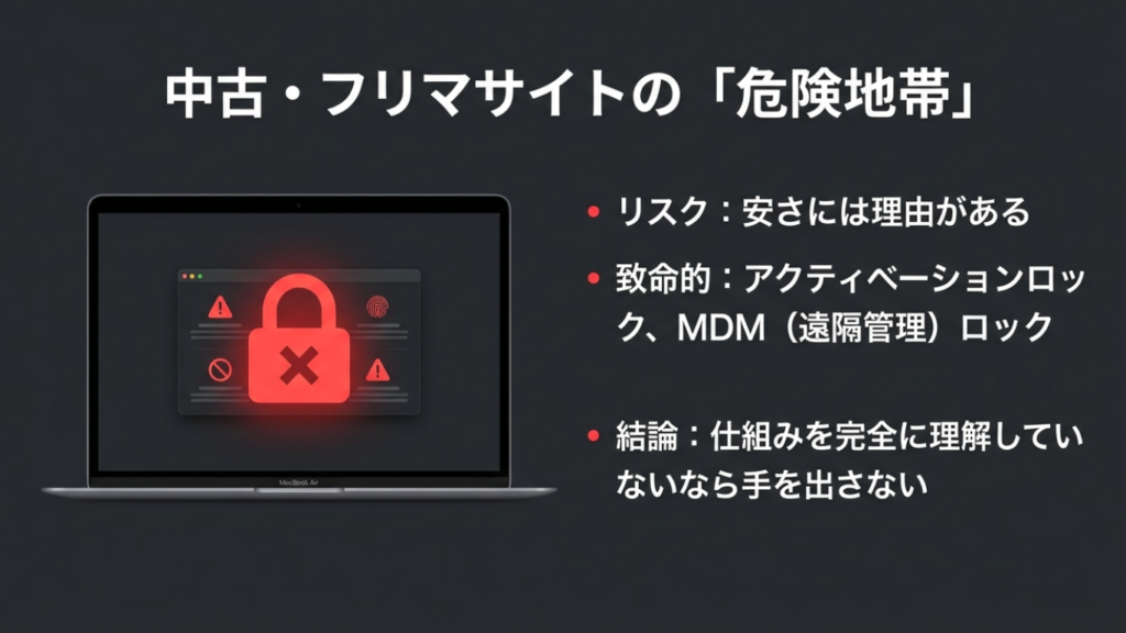 フリマアプリでの中古購入リスク（MDMロック等）