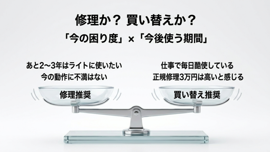 MacBook Air M1 修理か買い替えか 判断チャート