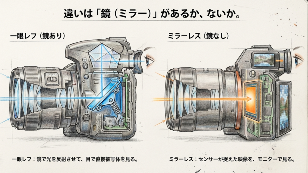 ミラーレスと一眼レフの構造の違い