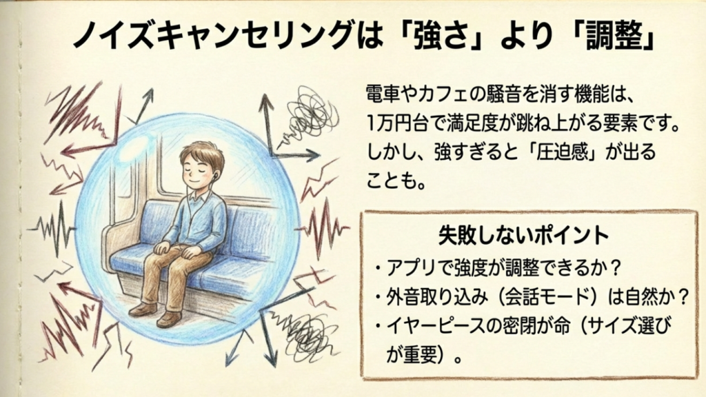 ノイズキャンセリングの強度調整と外音取り込みの重要性