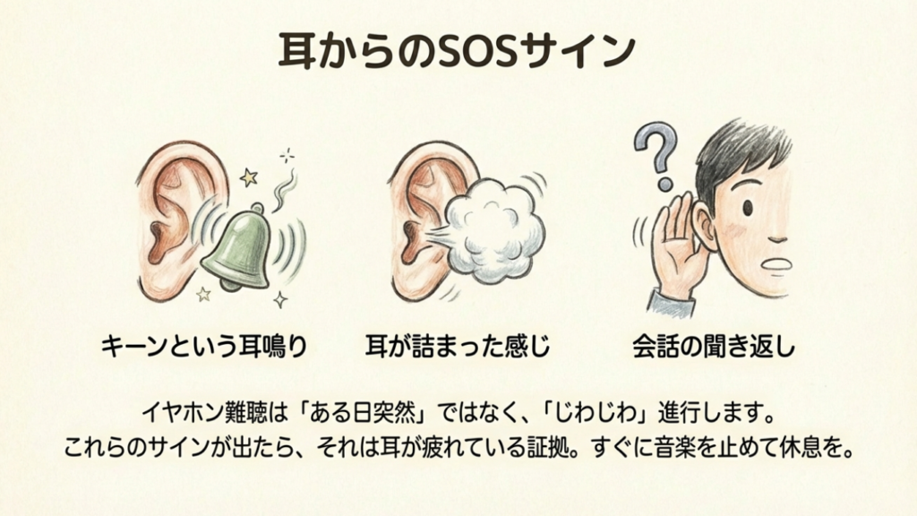 耳のSOSサイン 耳鳴りや詰まり感など耳からのSOSサインのイラスト