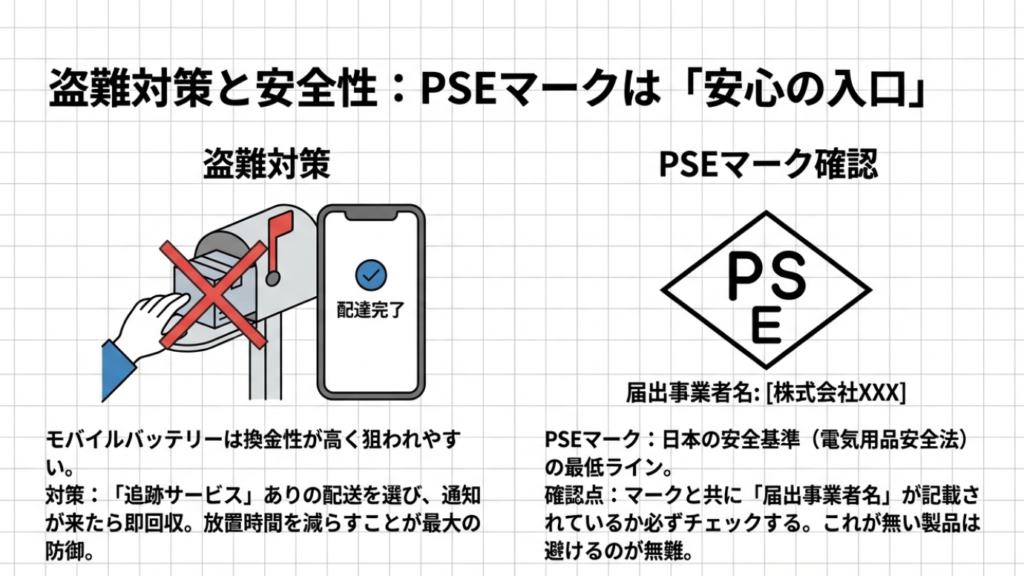 盗難対策と安全性チェック：PSEマークと届出事業者名の確認ポイント
