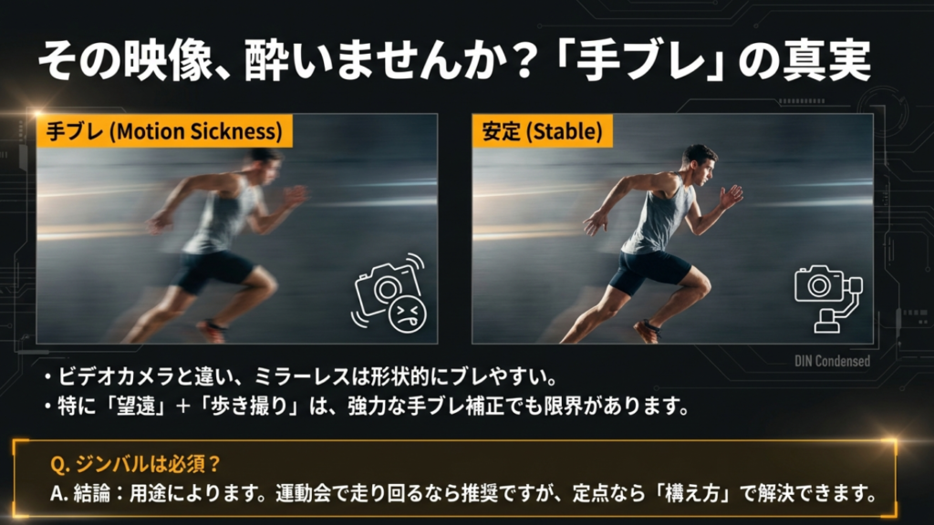 走りながらの撮影での手ブレとジンバルの必要性