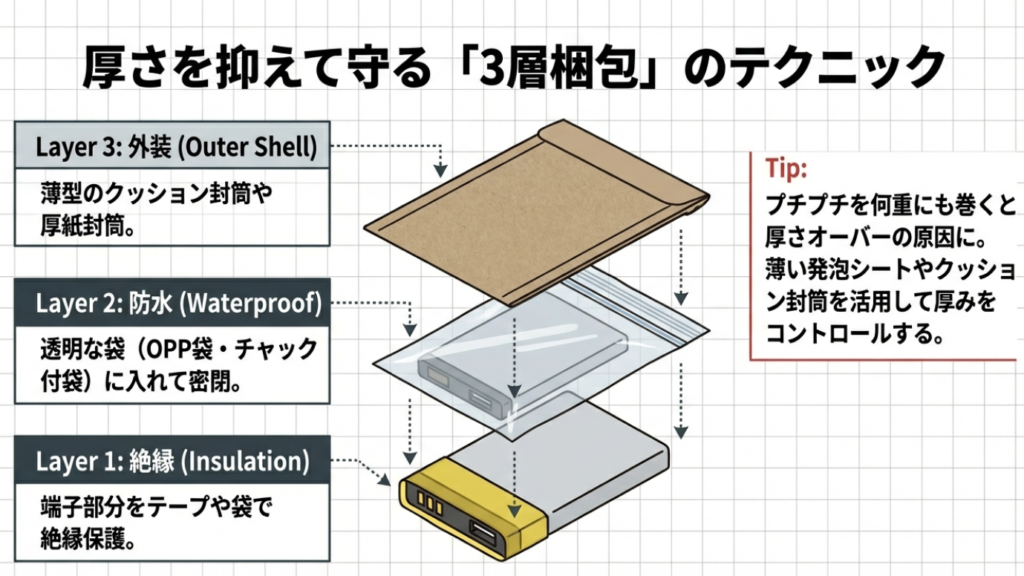 厚さを抑えて守る「3層梱包」のテクニック：絶縁・防水・外装の構造