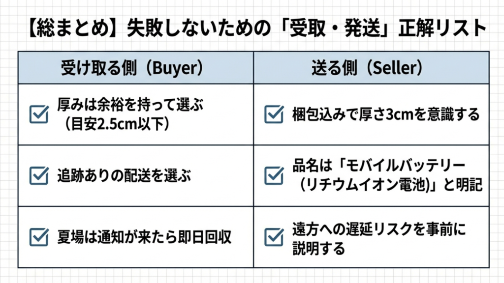 【総まとめ】失敗しないための「受取・発送」正解リスト表