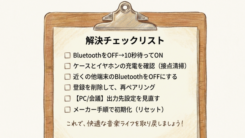 トラブル解決のための手順をまとめた最終確認用チェックリスト