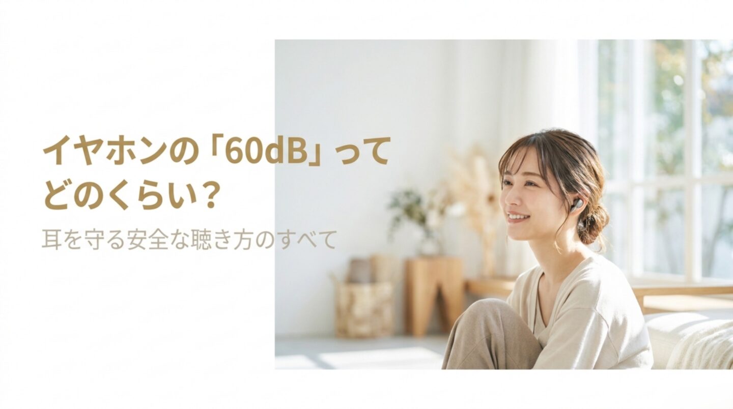 イヤホンの60dBがどのくらいかと安全な聴き方を解説するスライド