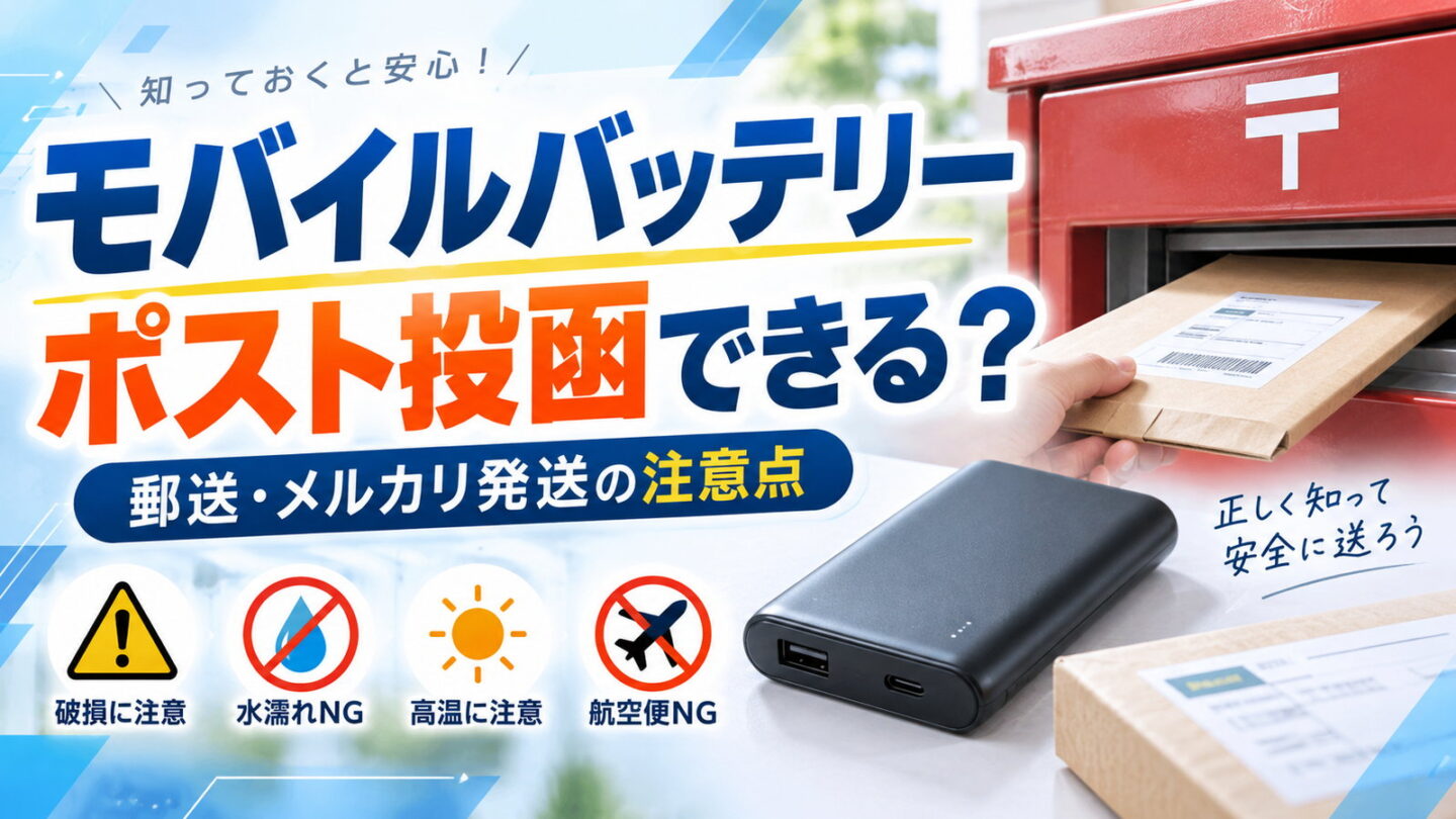 モバイルバッテリーをポスト投函するイメージと郵送・メルカリ発送時の注意点