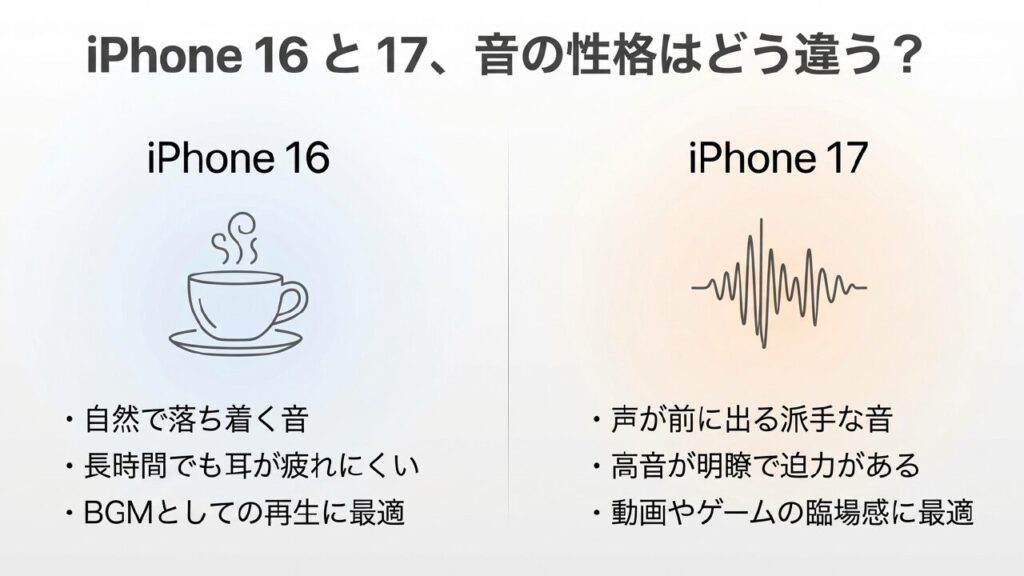 iPhone 16と17の音の性格の違い