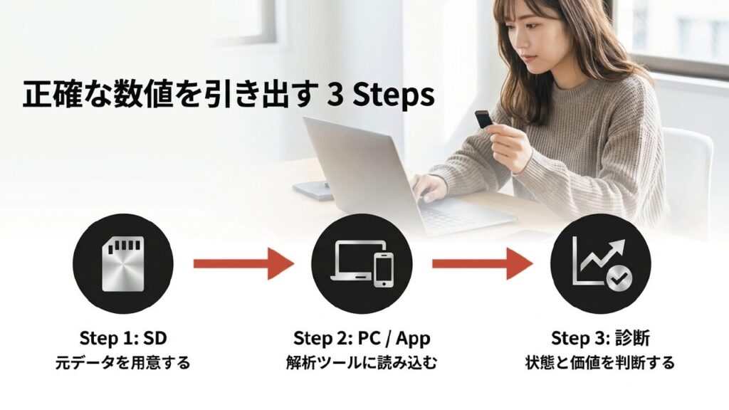 SDカードからデータを用意して解析する3ステップを図解