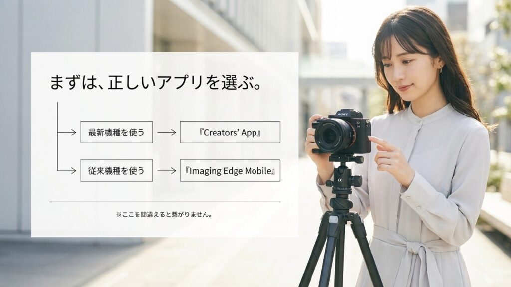 Creators' AppとImaging Edge Mobileの選び方 SONY α 最新機種と従来機種の対応アプリの違い