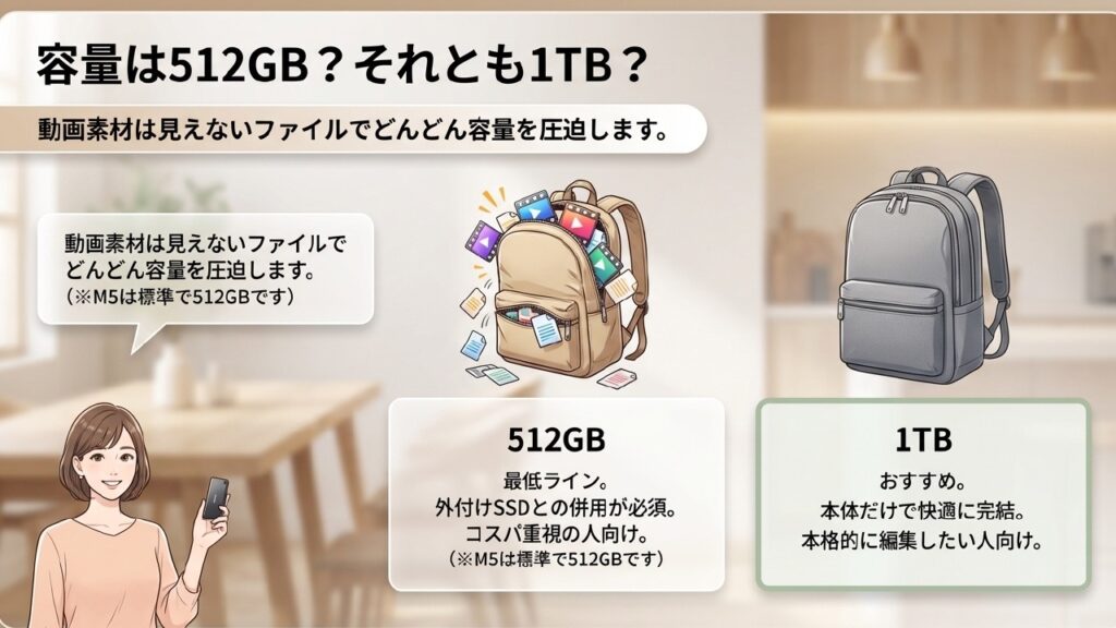 容量は512GBそれとも1TB？動画素材は見えないファイルで容量を圧迫します