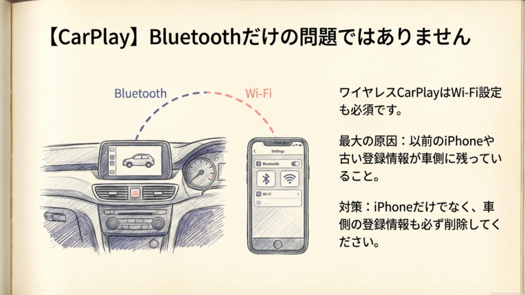 ワイヤレスCarPlayにおけるBluetoothとWi-Fiの接続の仕組み