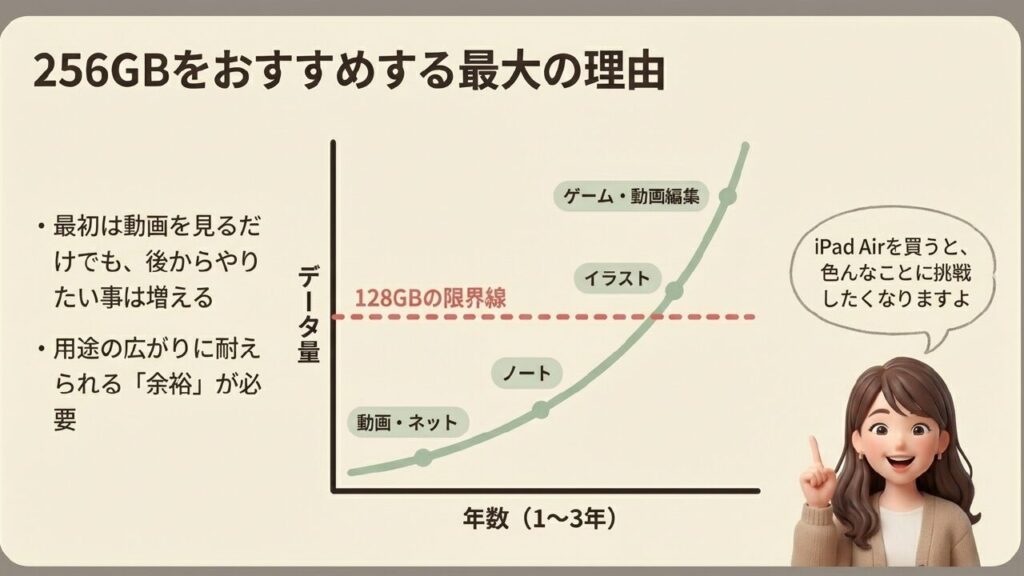iPad Air 256GBをおすすめする最大の理由・用途の広がりと容量の限界線 iPad Air 256GBをおすすめする最大の理由・用途の広がりと容量の限界線