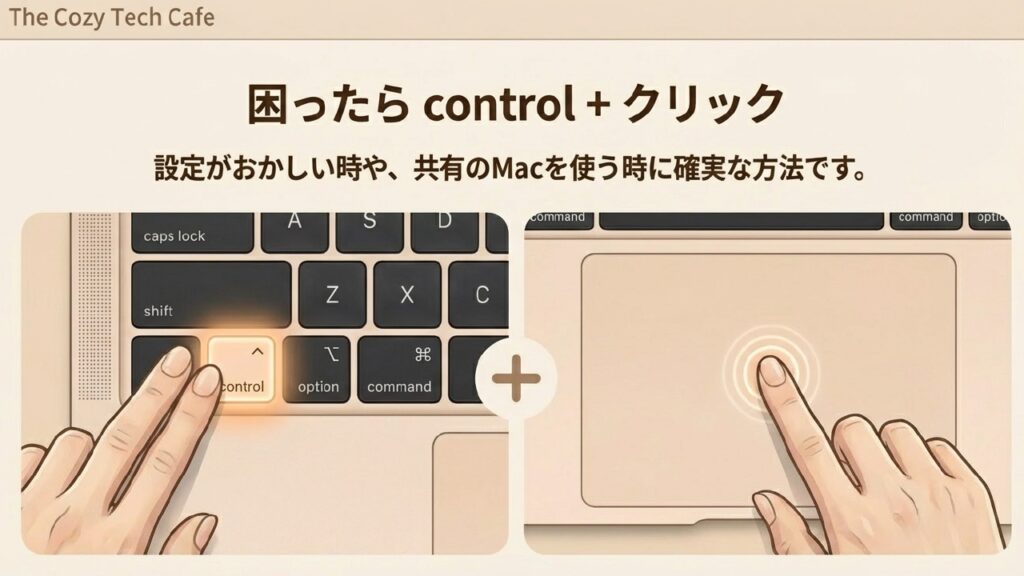 困ったらcontrolキーを押しながらクリック。設定がおかしい時に確実な方法