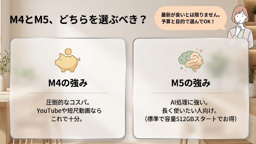 M4とM5どちらを選ぶべき？予算と目的で選んでOK