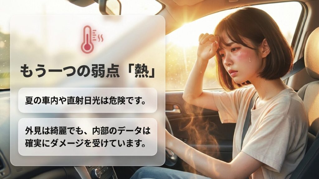 夏の車内や直射日光など高温環境がSDカードに与えるダメージ