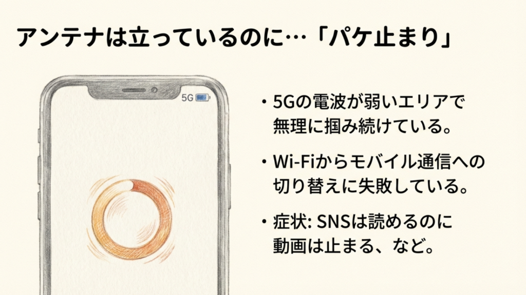 アンテナは立っているのに通信できないパケ止まり