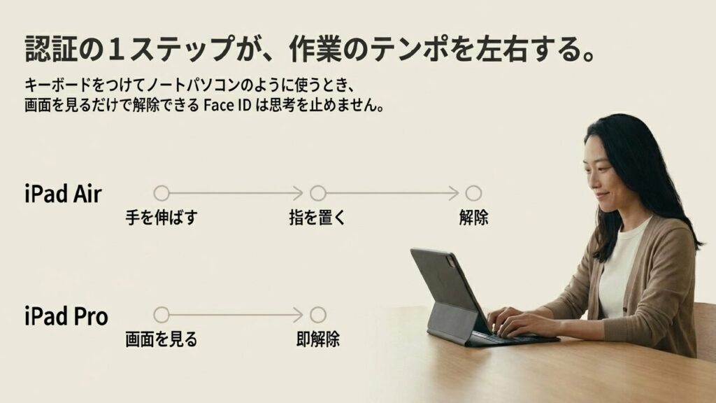iPad AirのTouch IDとiPad ProのFace IDの認証ステップの違い