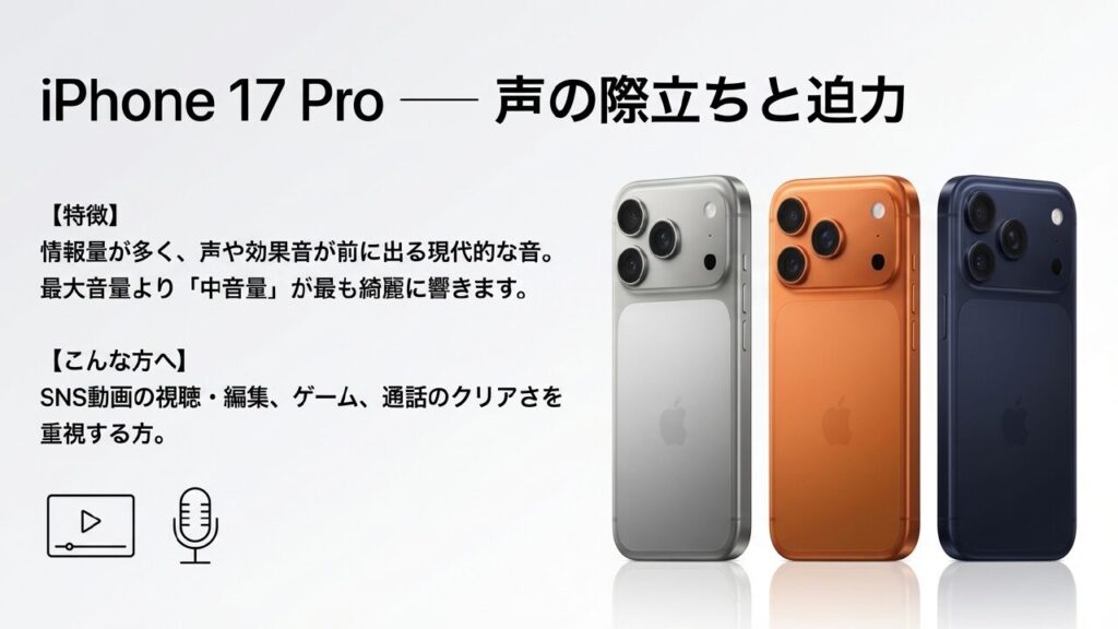 iPhone 17 Pro 声の際立ちと迫力