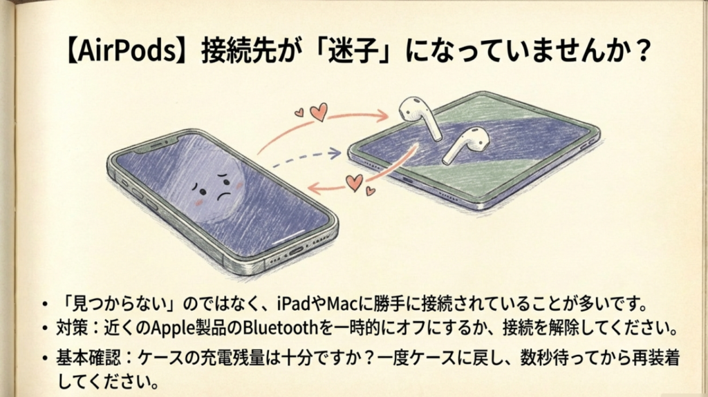 AirPodsがiPhoneではなくiPadなどに勝手に接続される原因