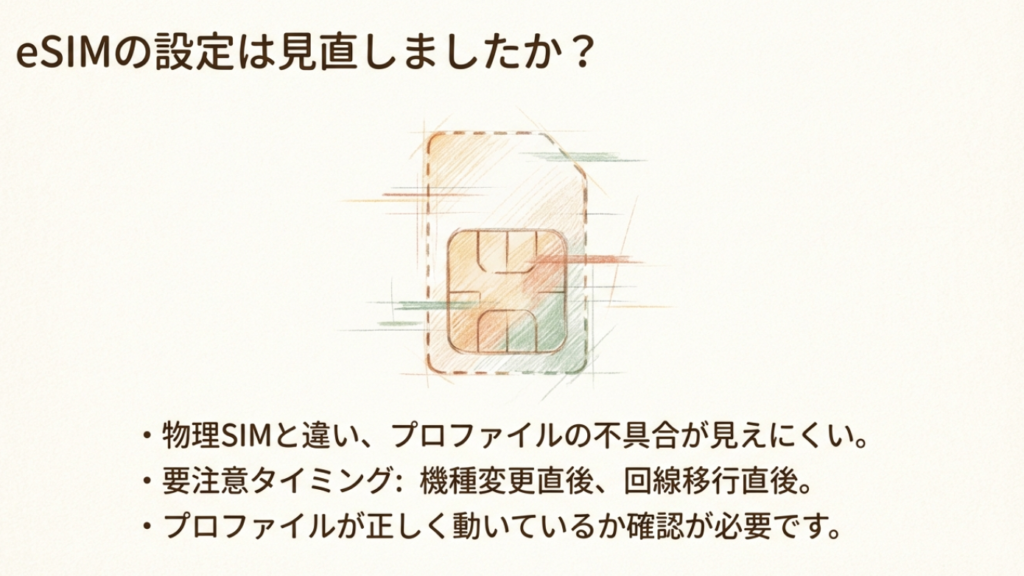 eSIMのプロファイル不具合の確認