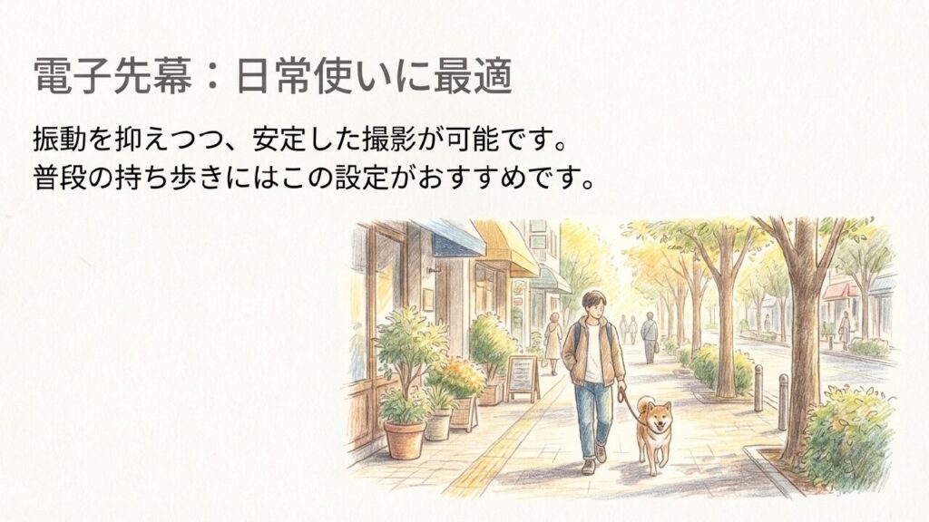 電子先幕シャッターは日常のスナップに最適 電子先幕シャッターは振動を抑え日常使いに最適