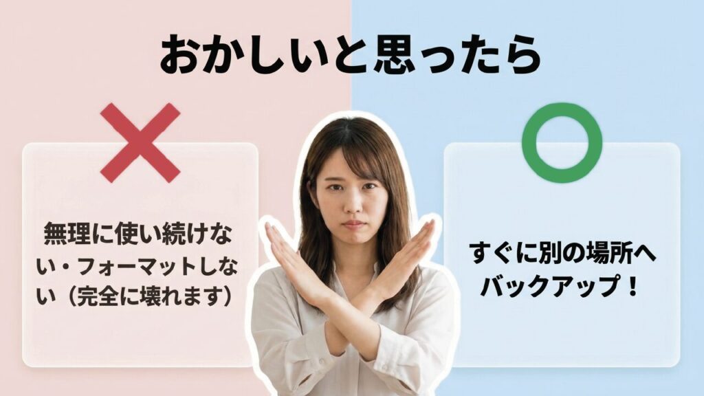 SDカードに異常を感じたら無理に使わずバックアップを優先する