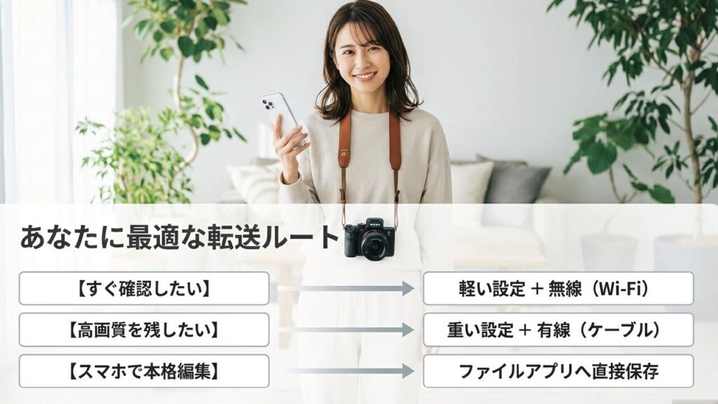 目的別の最適な動画転送ルート 目的別・あなたに最適な動画転送ルート