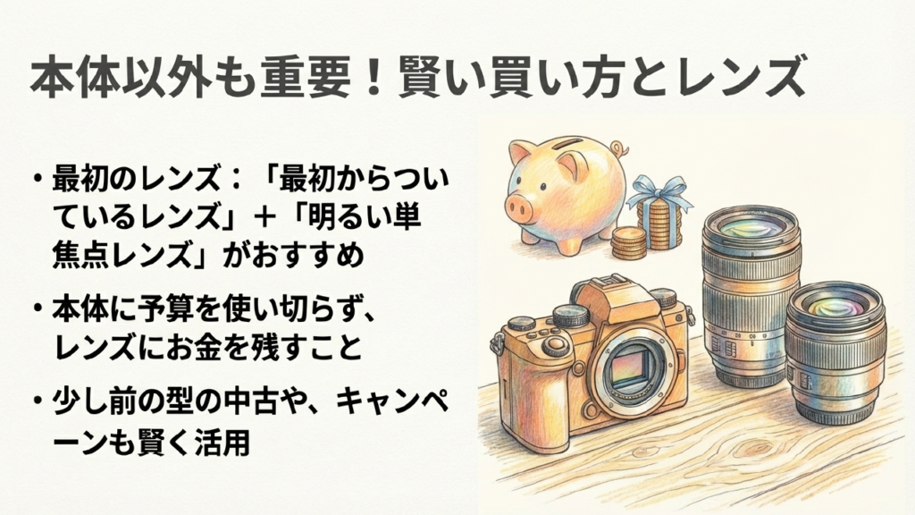 本体に予算を使い切らずレンズにお金を残し、明るい単焦点を追加するレンズ選びのコツ