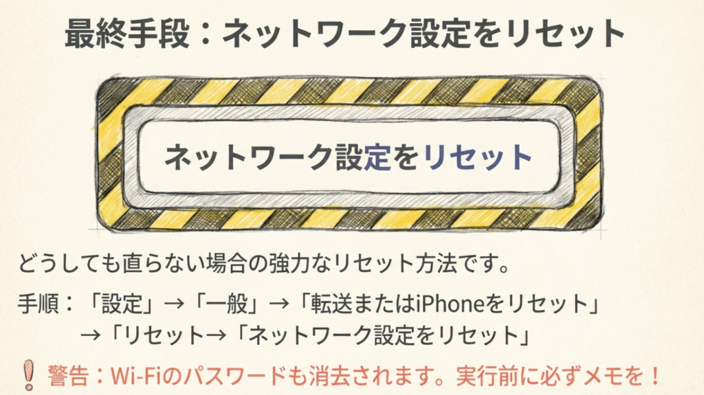 最終手段としてのネットワーク設定リセット