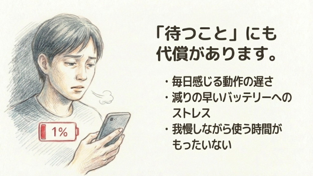 新型iPhoneを待つ間のバッテリーや動作のストレス