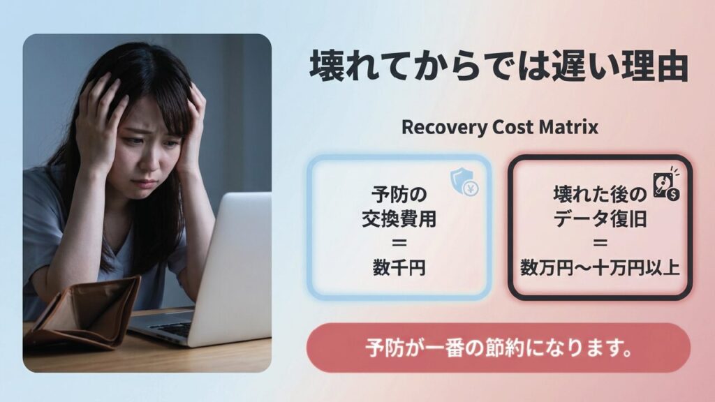 SDカードの予防交換費用と壊れた後のデータ復旧費用の比較