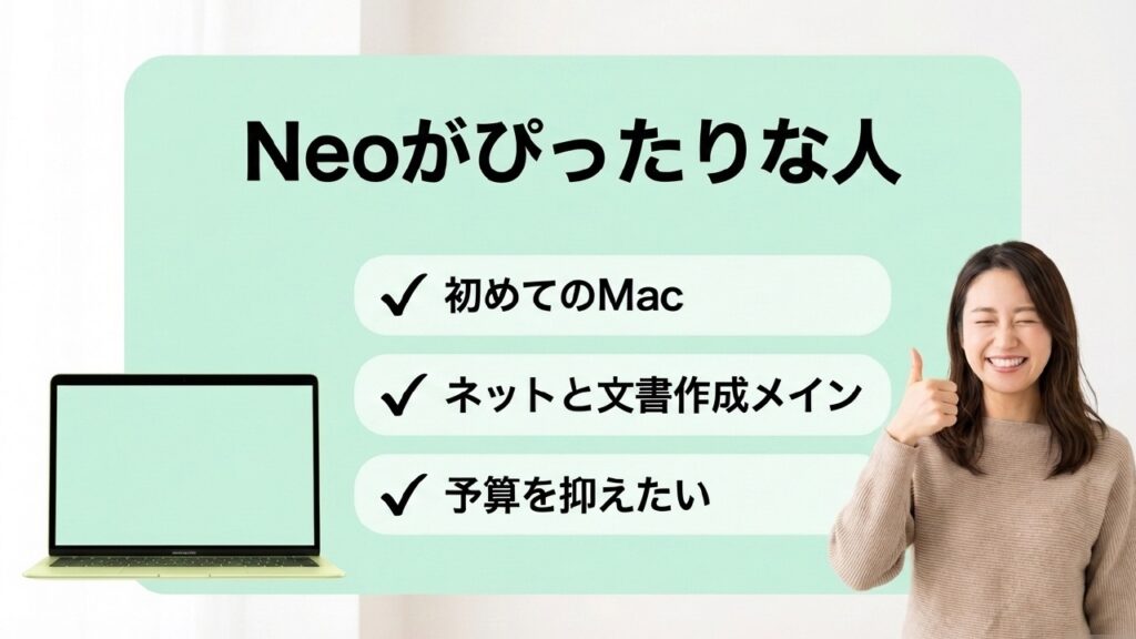MacBook NeoとAirがそれぞれぴったりな人